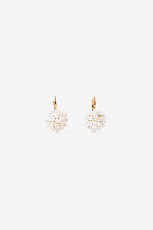 Gold-Tone Pearl Cluster Earrings