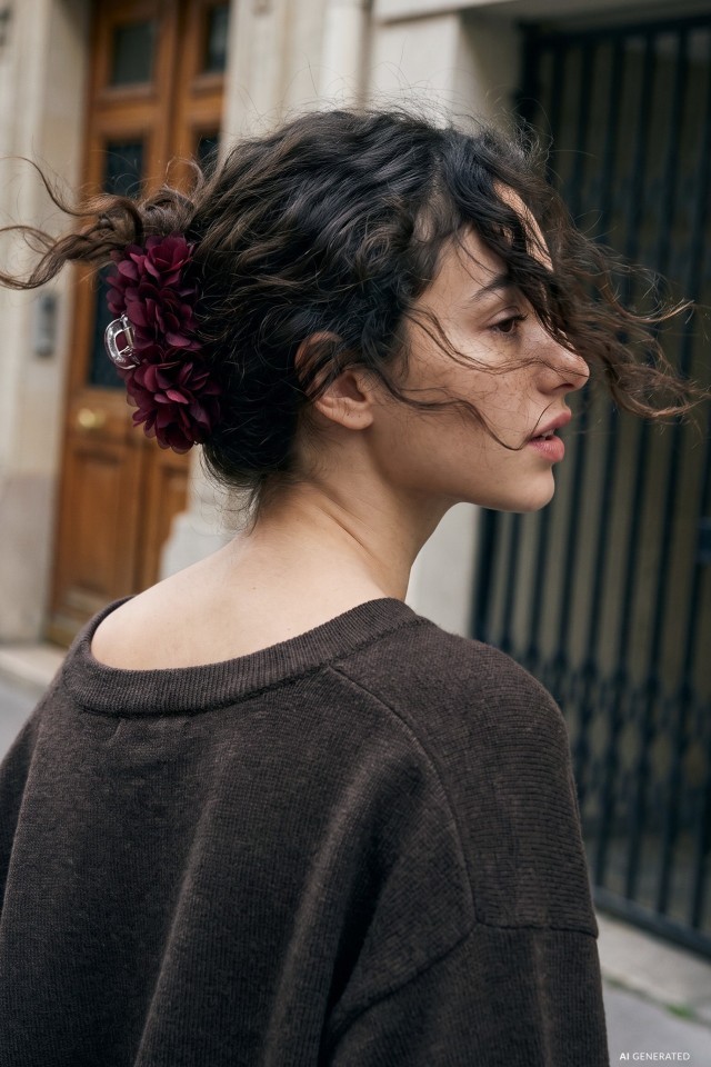 Large Burgundy Flower Hair Clip