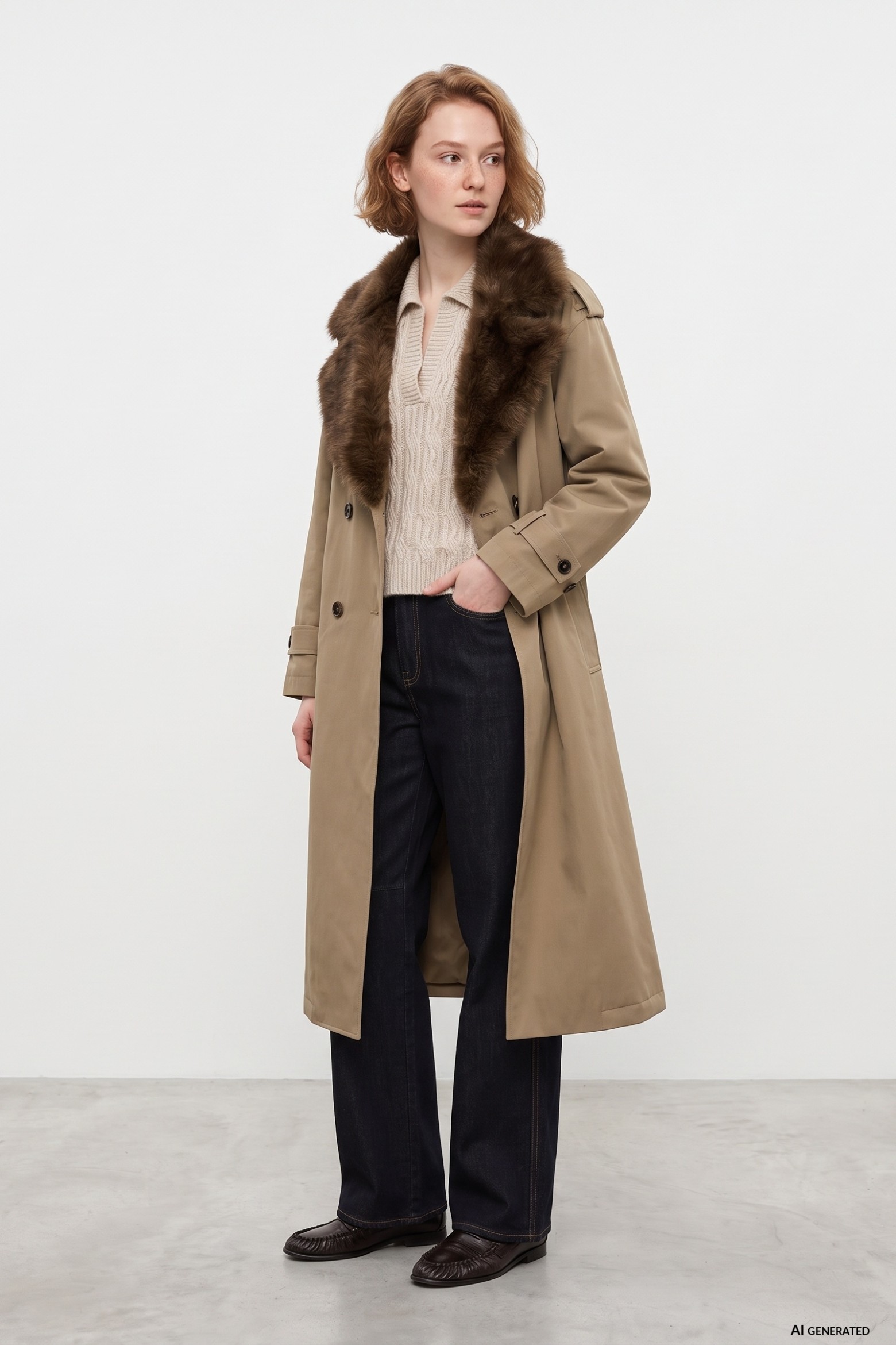 Relaxed Beige Long Coat