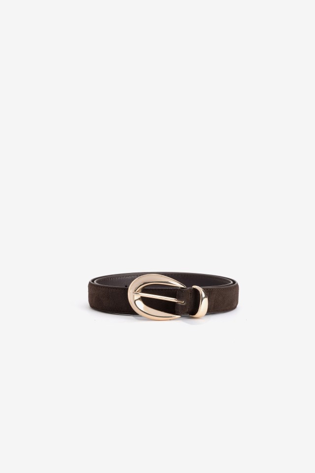 Slim Brown Belt Gold Buckle