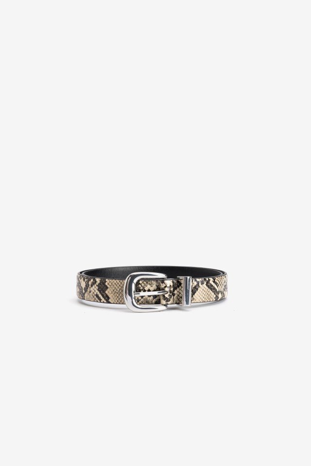 Beige snake print belt