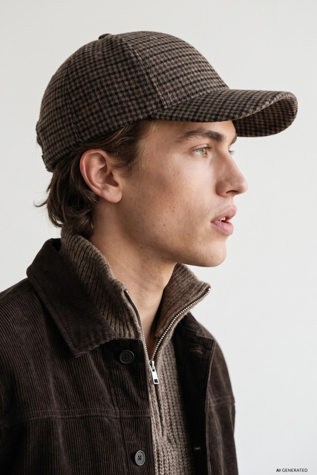 Checked Chocolate Baseball Cap Checked Chocolate Baseball Cap