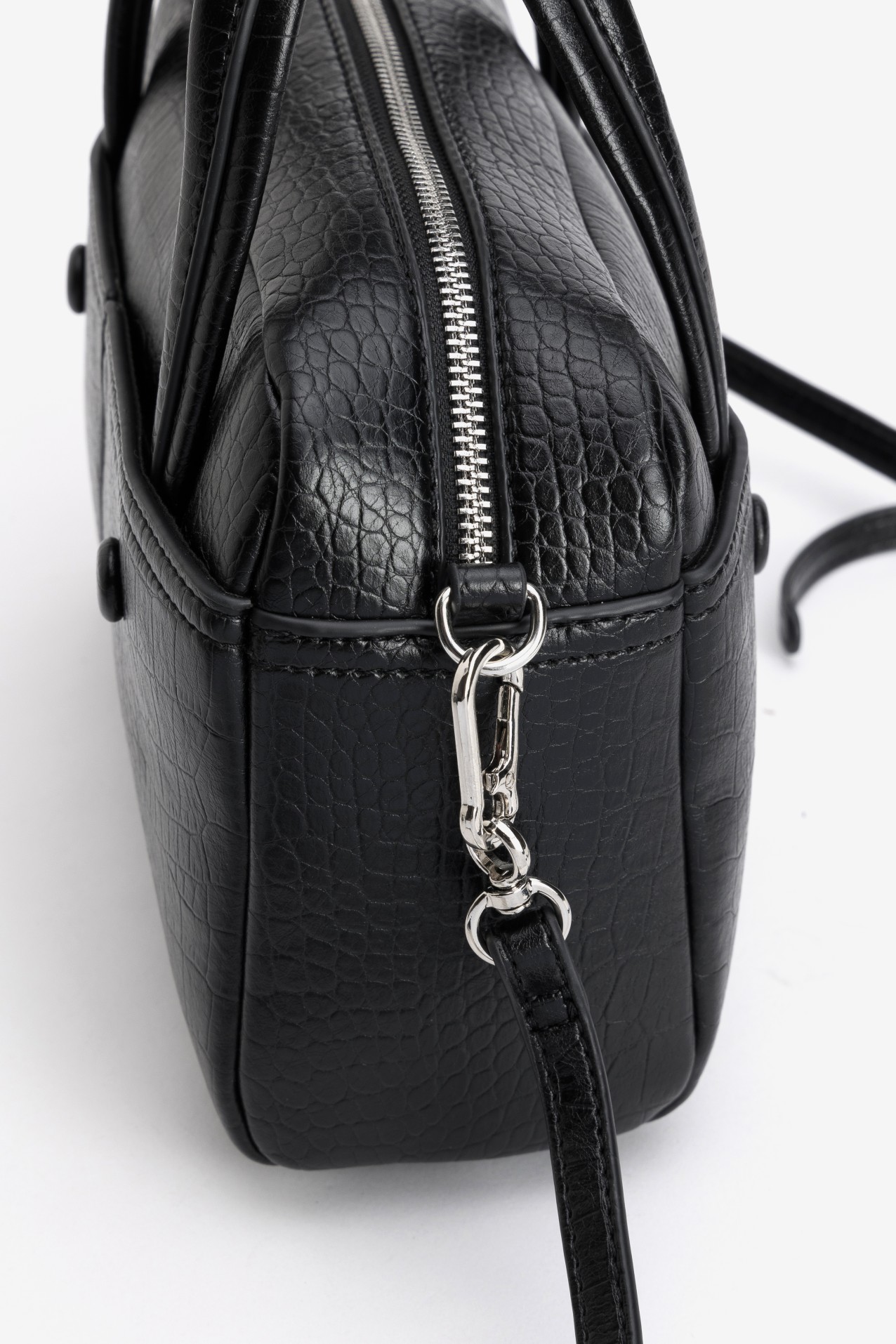 Black Croc Effect Handbag