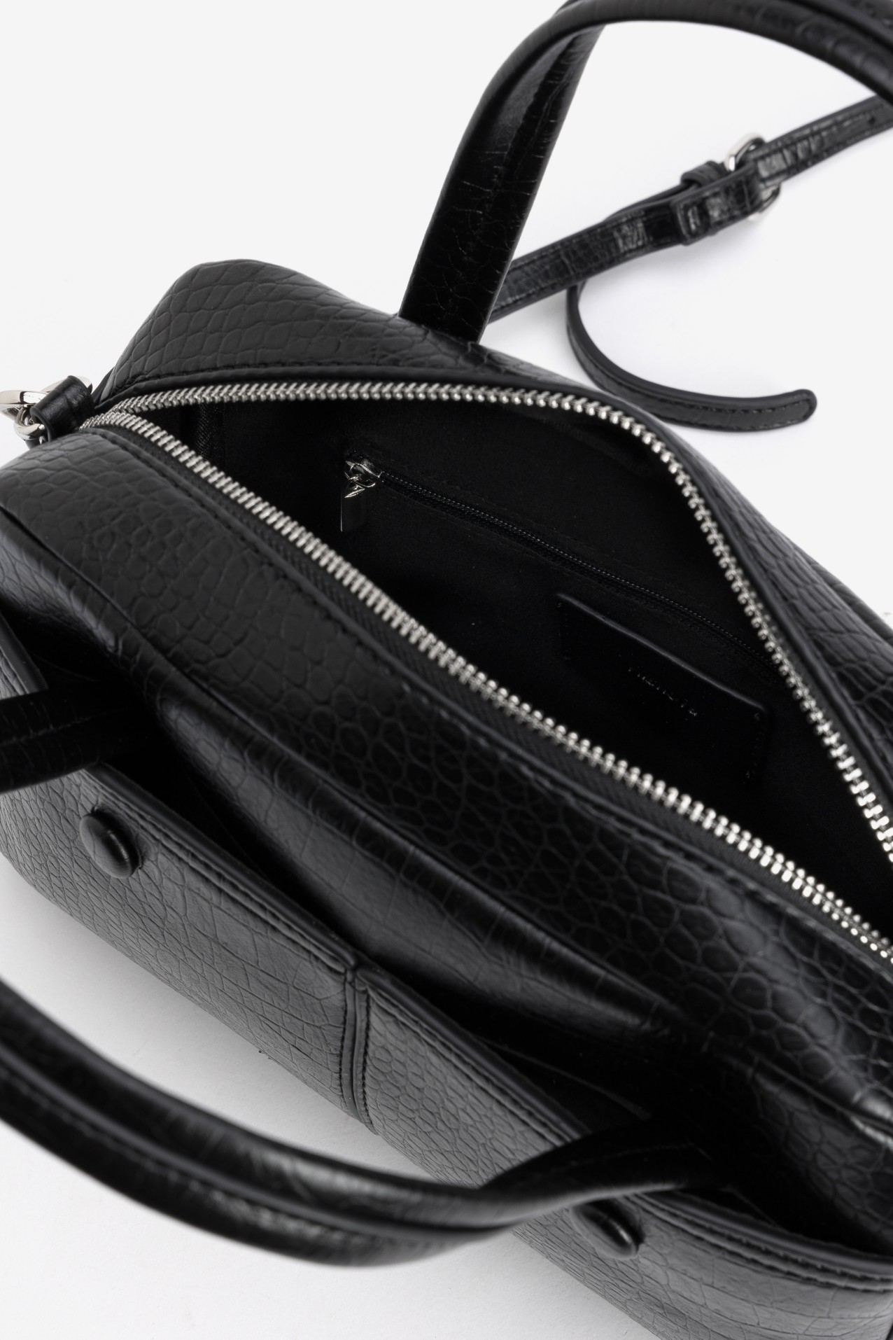 Black Croc Effect Handbag