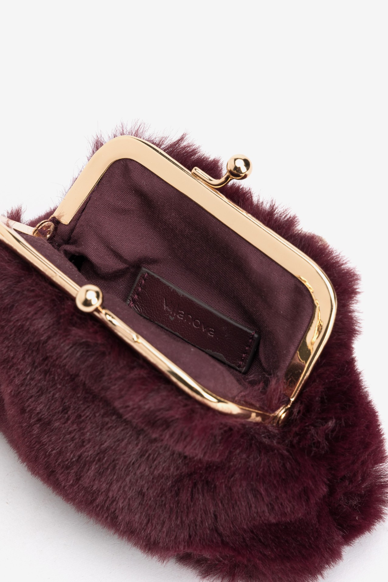 Burgundy Fluffy Coin Purse