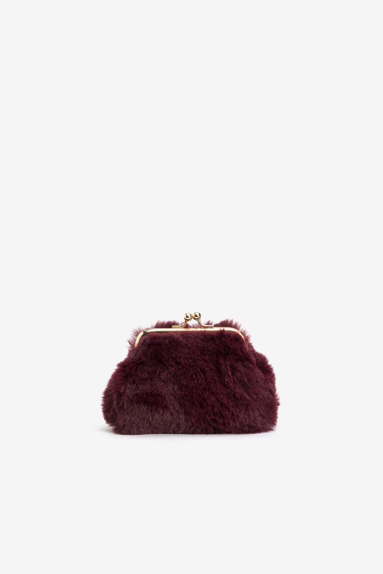 Burgundy Fluffy Coin Purse