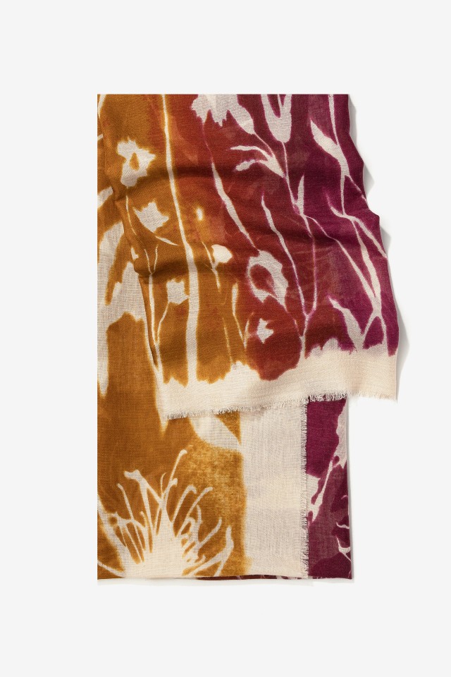 Floral Frayed Beige Scarf