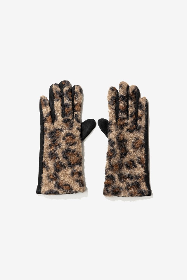 Brown Leopard-Print Gloves