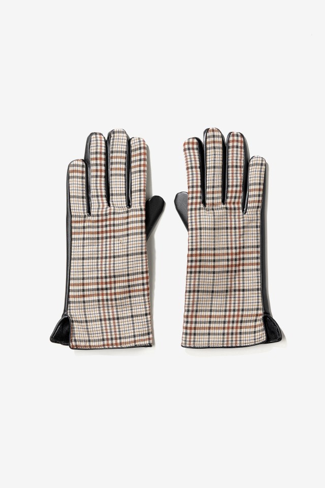 Beige Checked Gloves